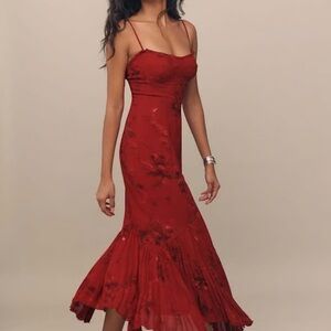 Reformation Aiko Red Evening Dress